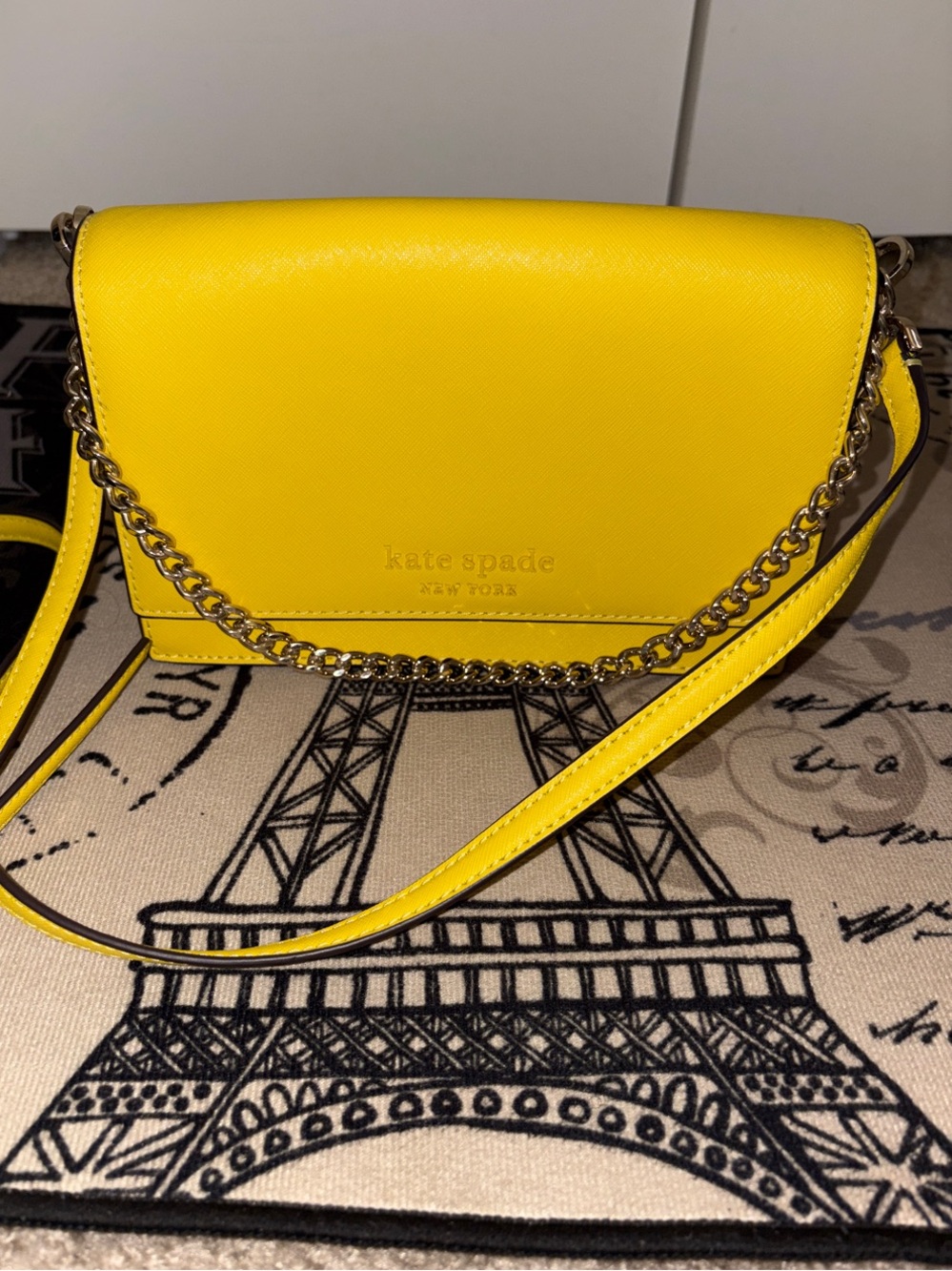 🌟Kate spade Yellow Crossbody Wallet with Gold Logo